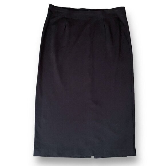 Eileen Fisher Womens Ponte Pencil Skirt Sz M Black Pull On Stretch Minimalist - Picture 2 of 6